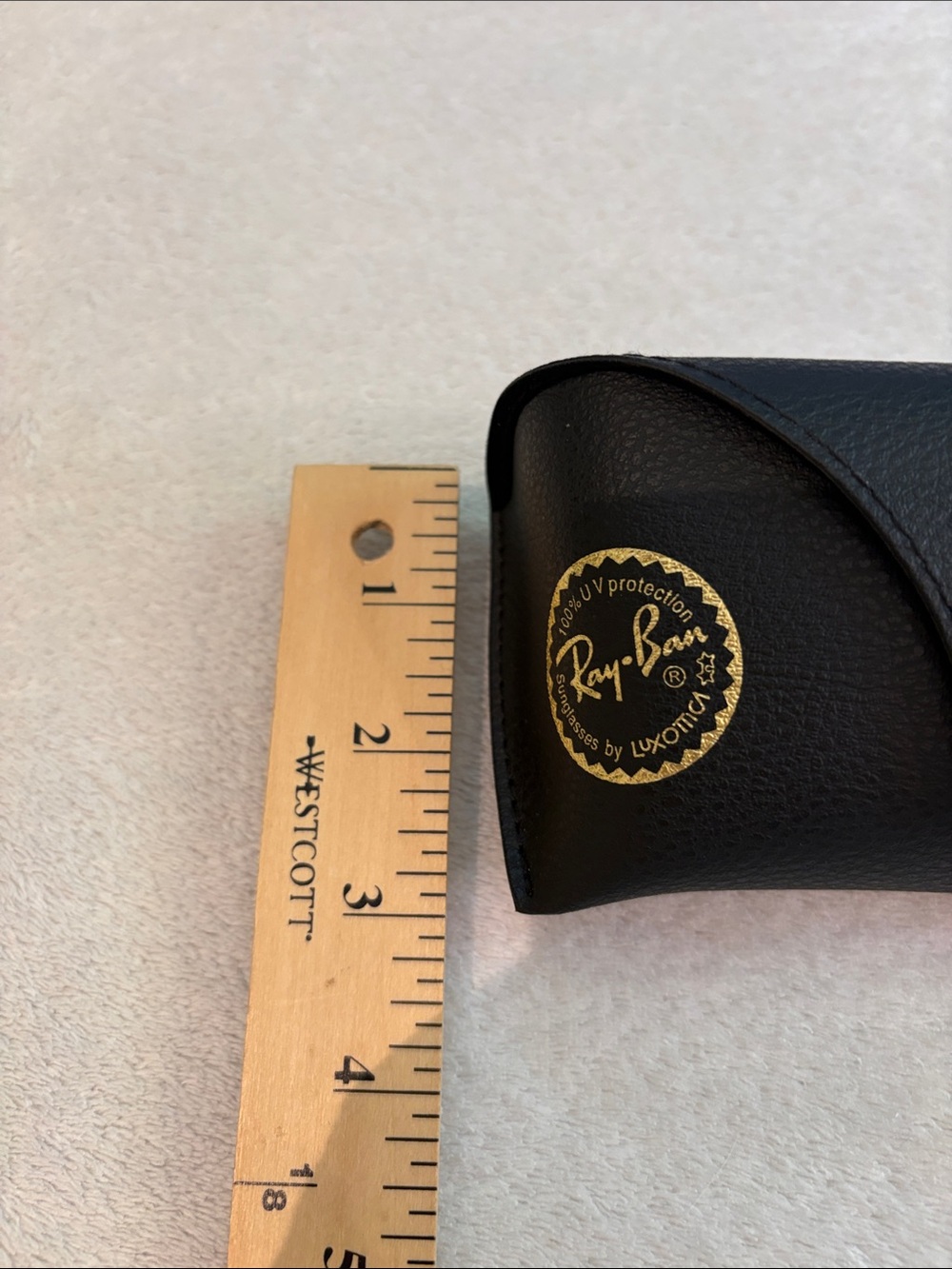 Ray-Ban Black Sunglasses Case with Gold Logo and Gray Microfiber Cloth — EMPTY - Picture 7 of 7